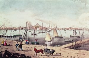 Veduta di Boston da N. and Ives, J.M. Currier